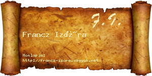 Francz Izóra névjegykártya